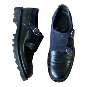 Giorgio Armani 1990s Made in Italy Leather Suede Monk Strap Shoes Size 7